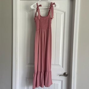 Pinkblush smocked midi maternity dress